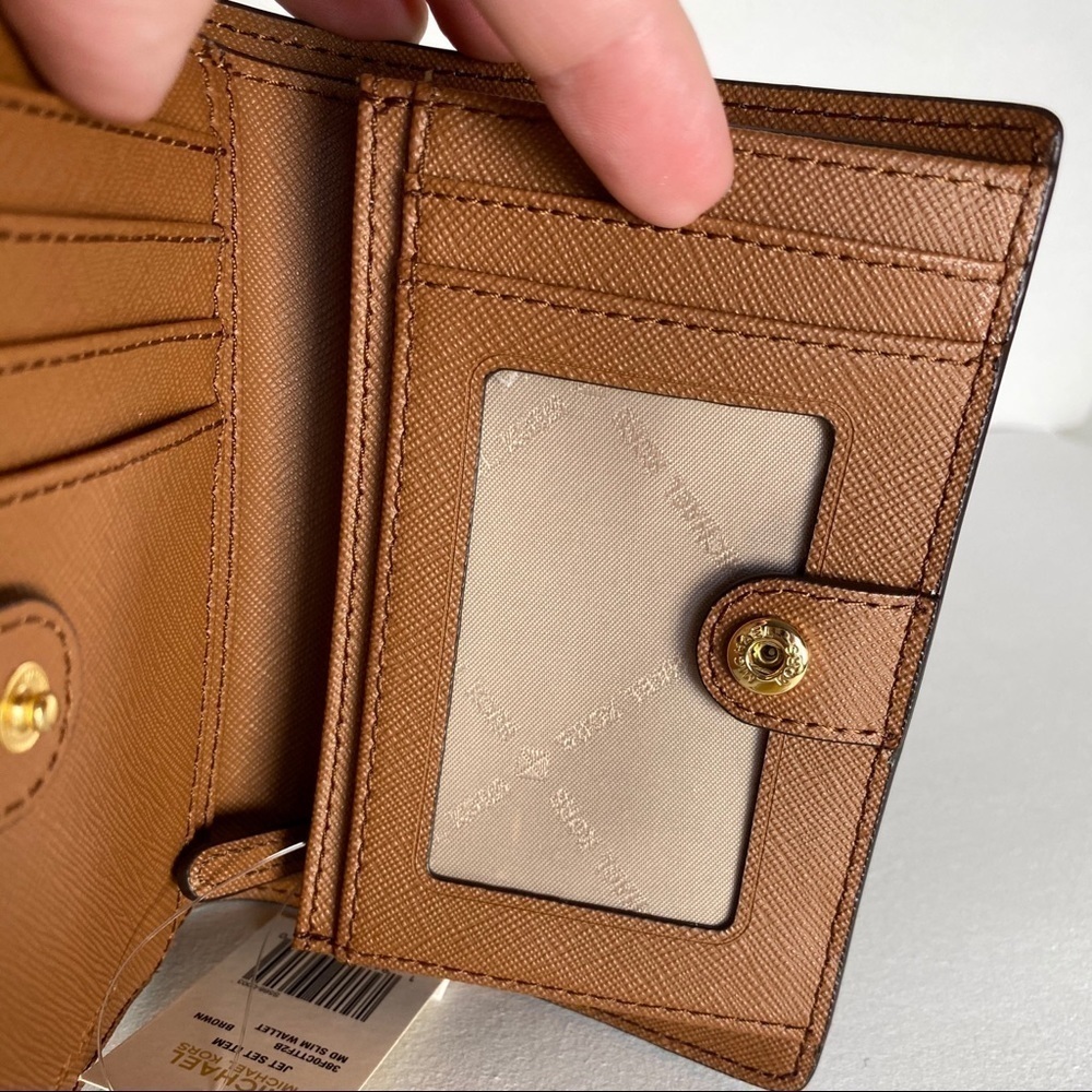 NEW Michael Kors Jet Set Medium Slim Bifold Wallet in Brown Signature Canvas - Picture 7 of 7